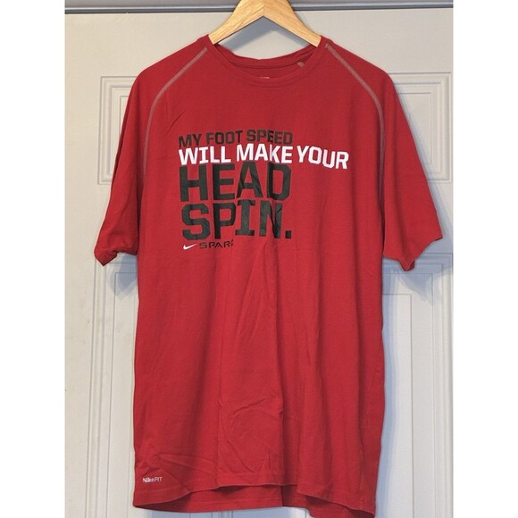 Nike SPARQ Dri-FIT Mens Large Red Athletic Shirt Tee Speed Training Head Spin - Picture 1 of 4